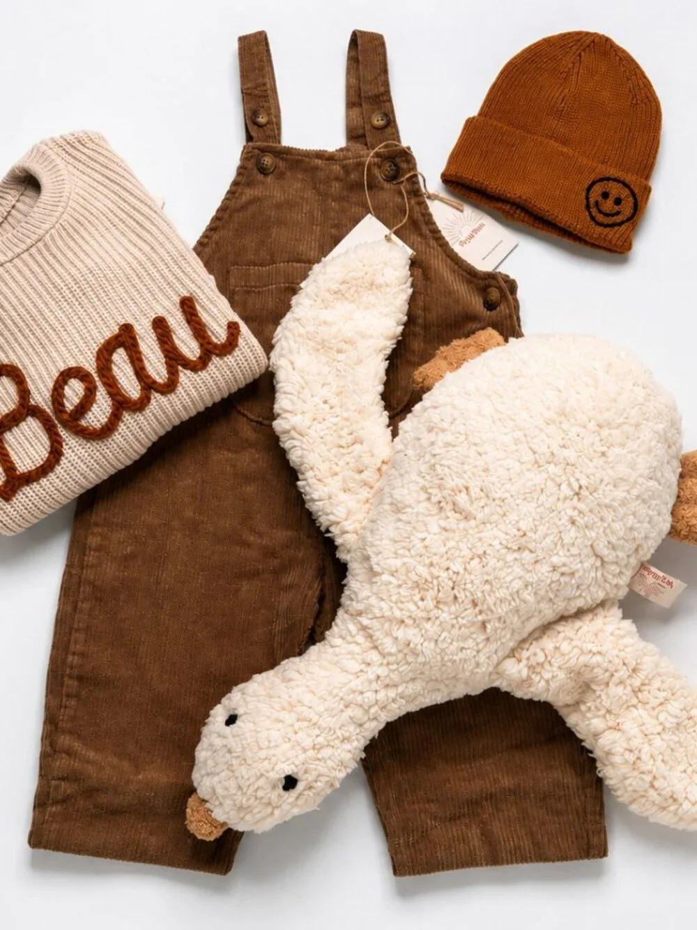 Wyld Bub 4-Piece Toddler Outfit Set 3Y Beau Sweater Overalls Beanie Cuddle Duck